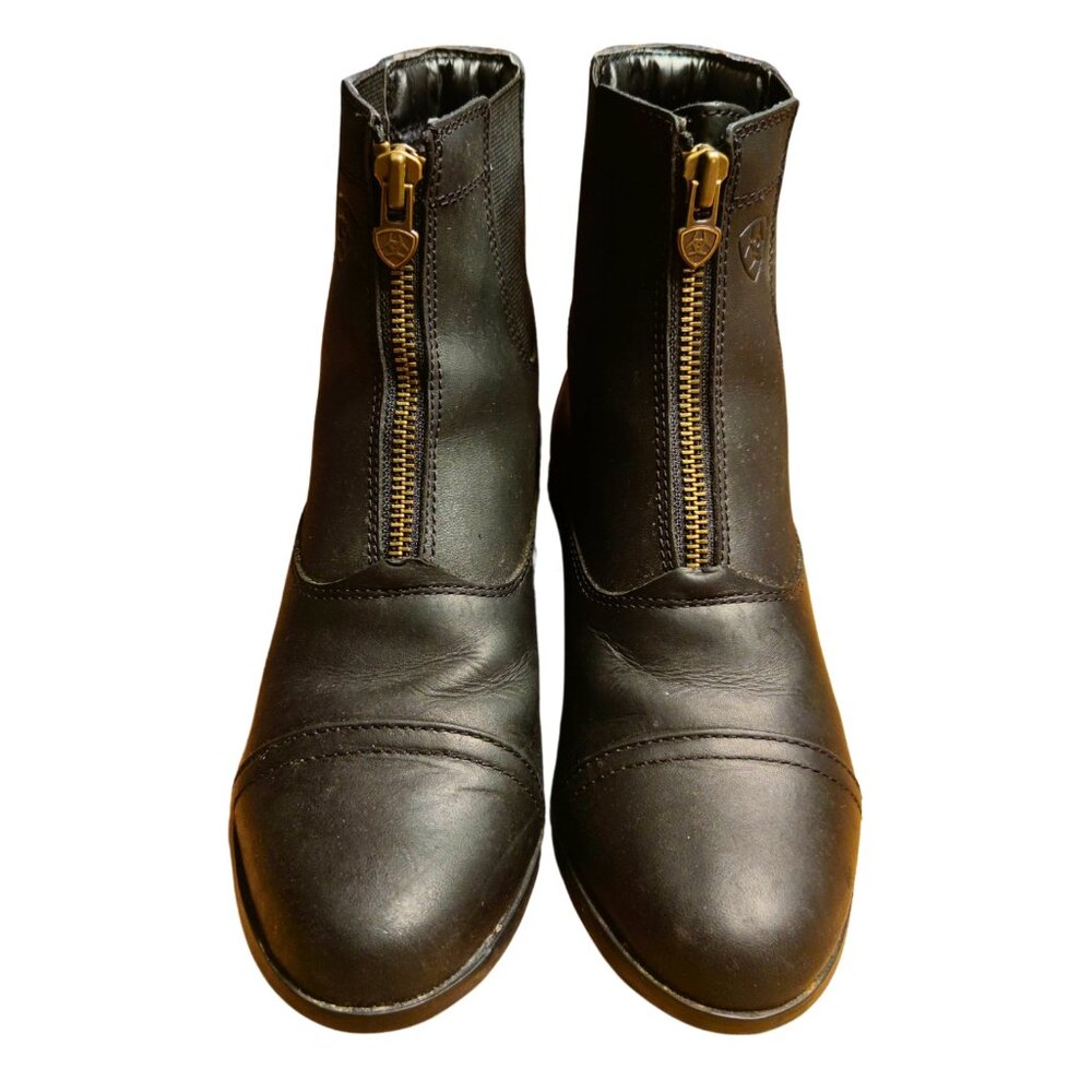 Ariat Black Leather Front-Zip Ankle Boots